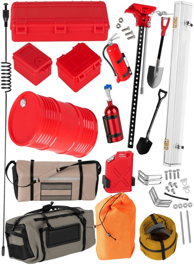 RCHuiWow RC Crawler Simulation Decoration Upgrades Part for SCX10 TRX4 TRX6 Red cat,Shovel,Storage Bag,Antennas,Pot Bag,Monkey Pole,Oil Drum Set,Large outsourcing,ARB Bag,Suitcase,Tent,Red - Image 1